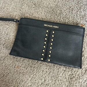 Michael Kors Black Leather Wristlet